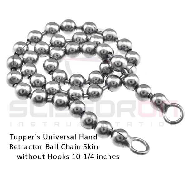 Tupper's universal hand retractor ball chain without hooks, 10 1-4in