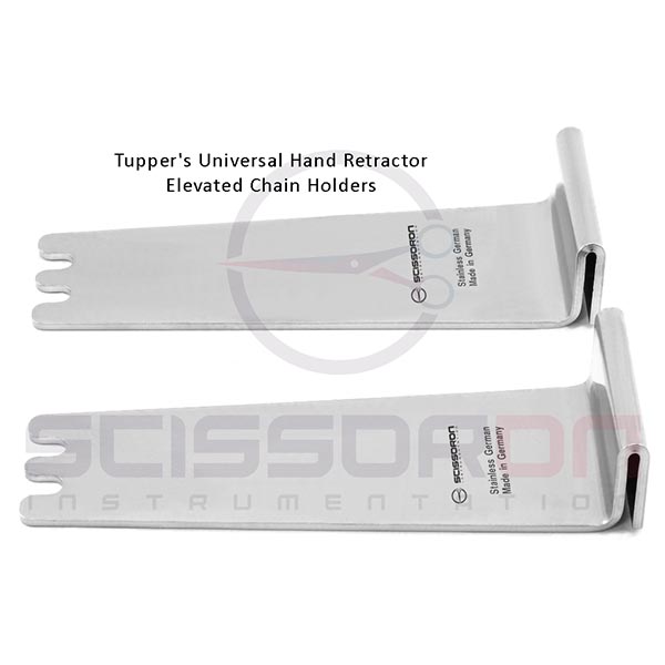 Tupper's universal hand retractor elevated chain holders