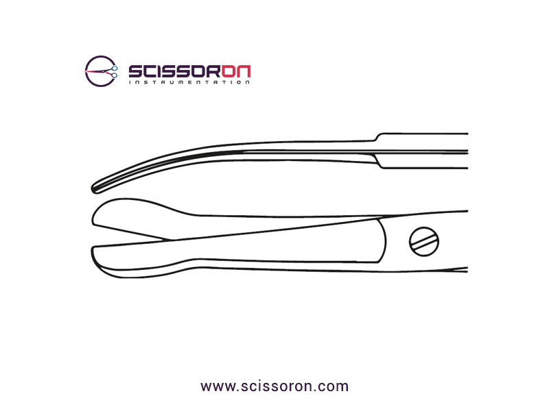 Solz Gold Tip Scissor 20cm Curved Slight Bevel On Shank_AA03-0202-2001