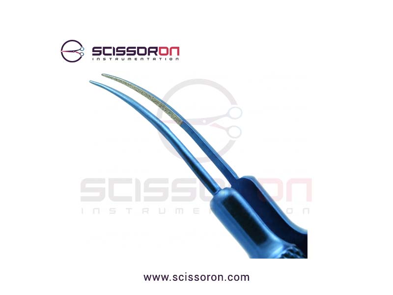 Tennant Tying Forceps 10mm TC Dust Surface Curved Jaws Titanium-02