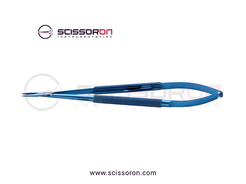 Jacobson Slim Line Microsurgical Needle Holder Slender TC Dusted Straight Jaws Handle with Lock