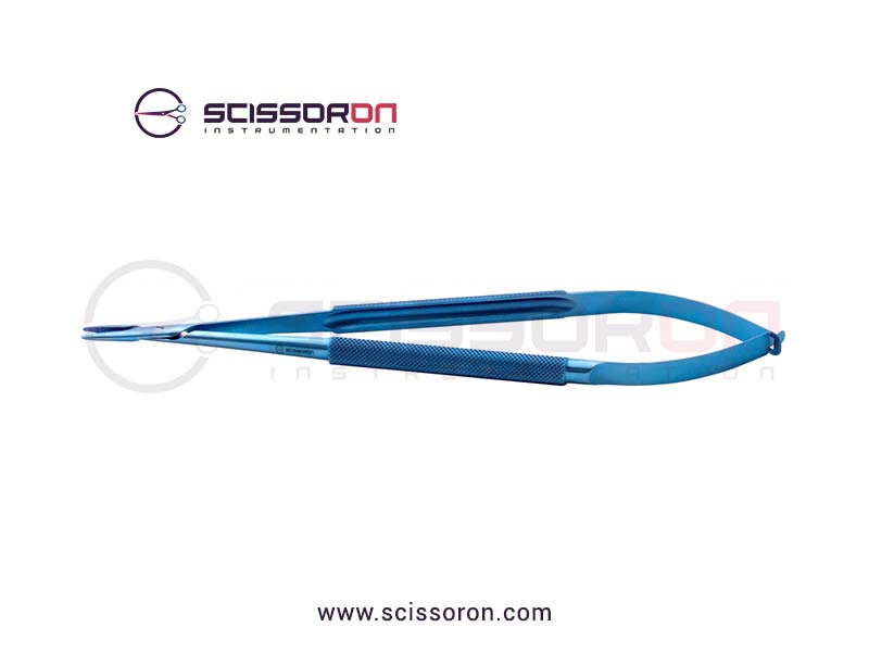 Jacobson Slim Line Microsurgical Needle Holder Slender TC Dusted Straight Jaws Handle without Lock