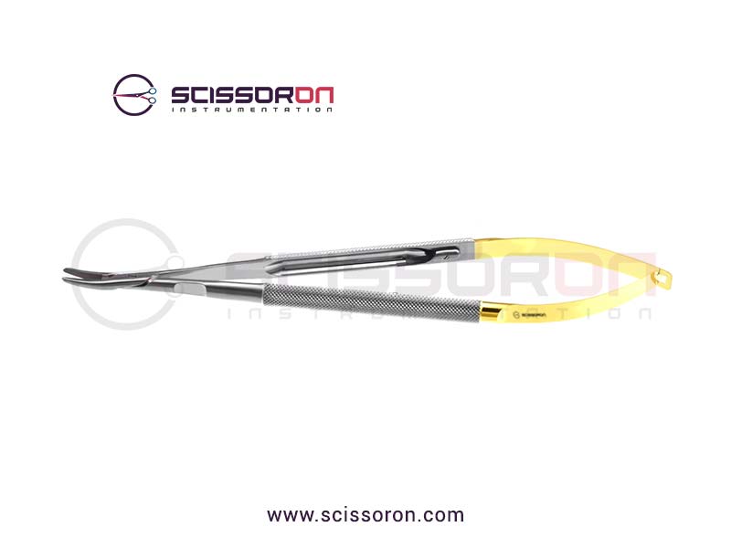 Jacobson Microsurgical Needle Holder TC Insert Curved Heavy Jaws Handle without Lock