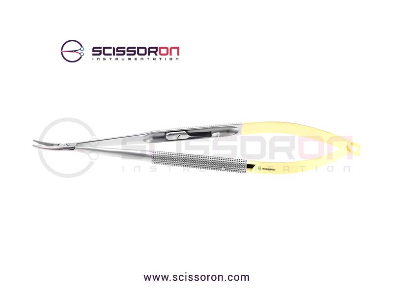 Jacobson Microsurgical Needle Holder Curved TC Insert Jaws Handle with Lock