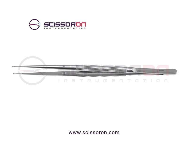 Microsurgical Forceps with 1.0mm Ring Tip TC Dust Surface Lightweight Handle