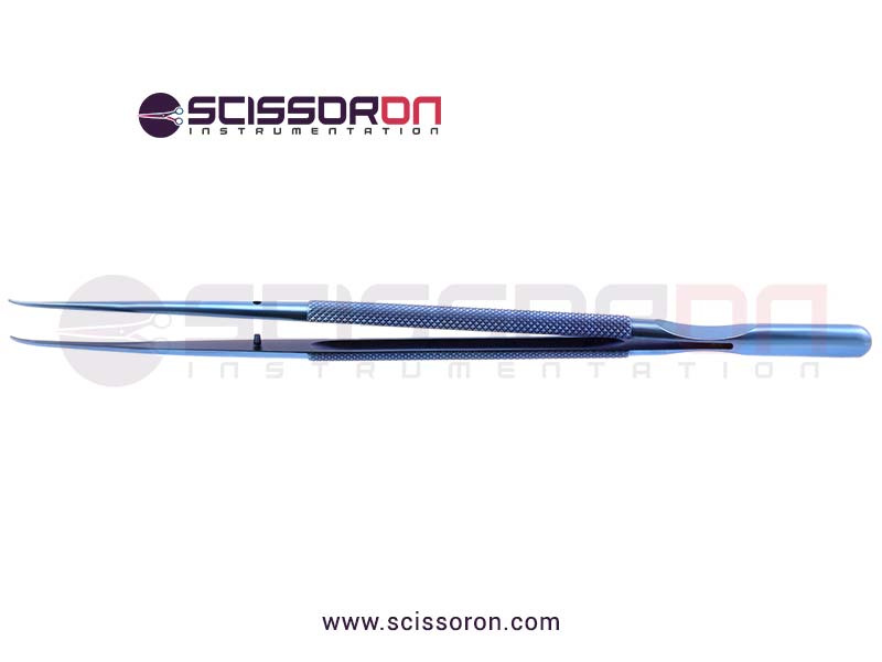 Microsurgical tissue forcep TC Dust curved jaws Titanium