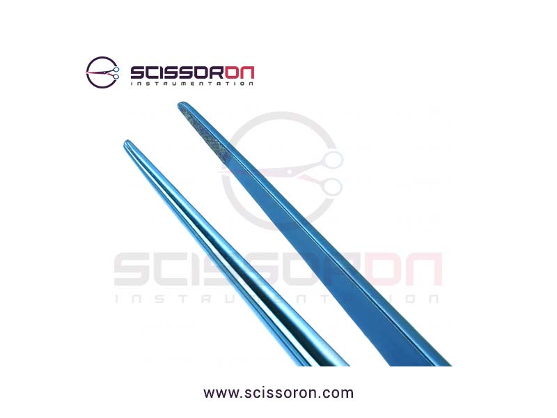 Microsurgical Forceps 0.5mm TC Dust Surface Curved Jaws Round Counterweight Handle Titanium-01