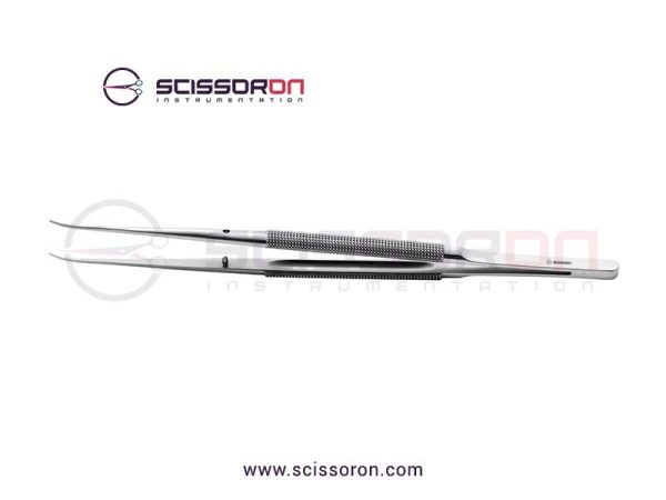 Microsurgical Tissue Forceps without Tying 1.0mm TC Dusted Curved Jaws Round Balanced Handle