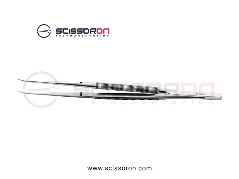 Microsurgical Tissue Forceps without Tying 1.0mm TC Dusted Curved Jaws Round Balanced Handle
