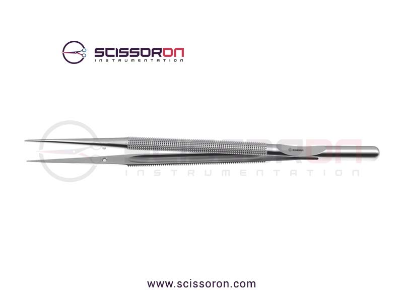 Microsurgical Tissue Forceps 0.4MM TC Dust Surface Jaws Round Counterweight Handle
