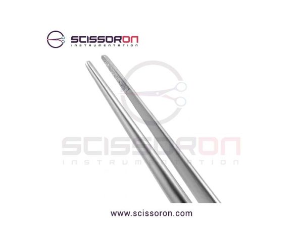 Microsurgical Tissue Forceps 0.4MM TC Dust Surface Straight Jaws Round Counterweight Handle