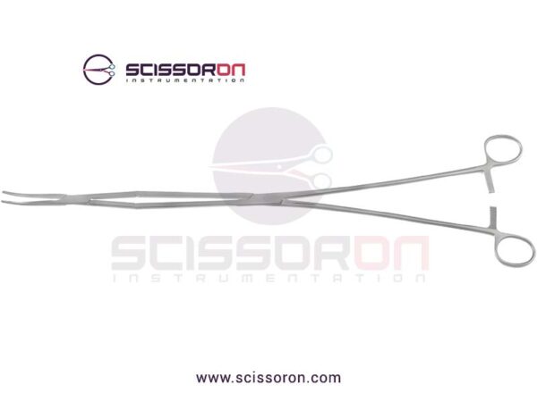 Bridge-forceps,-18'',-double-action,-curved,-serrated-jaws,-ring-handle