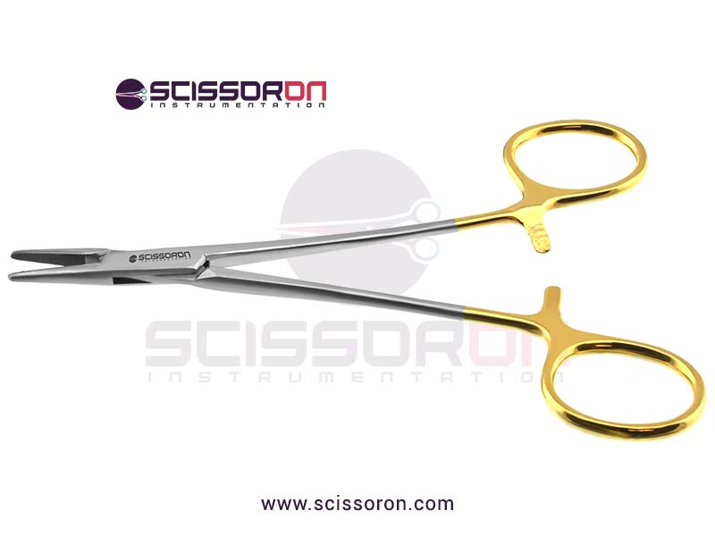 Halsey-needle-holder-5in-serrated-jaws-left-handed
